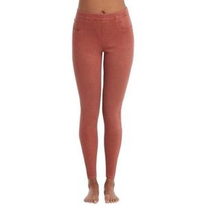 Spanx Jeanish Leggings pink coral terracotta medium pull on skinny stretch